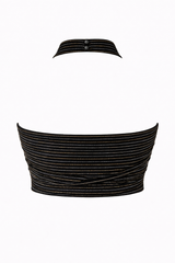 Croptop Halter Con Destello Dorado Y Plata