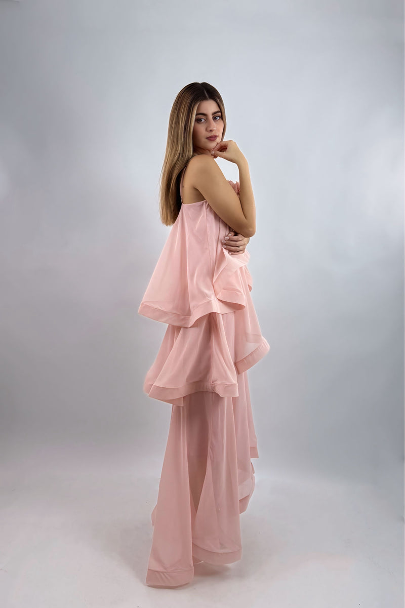 Vestido Largo Olanes Rosa