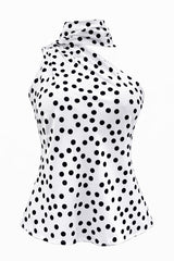 Blusa Satinada Polka Dots Blanca