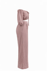 Set de Pantalon Off Shoulder Rosa