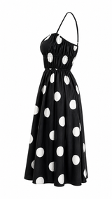 Vestido Midi Polka Negro
