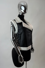 Chaleco Vinipiel Faux Fur Negro