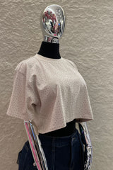 Tshirt Corta Rhinestone Beige