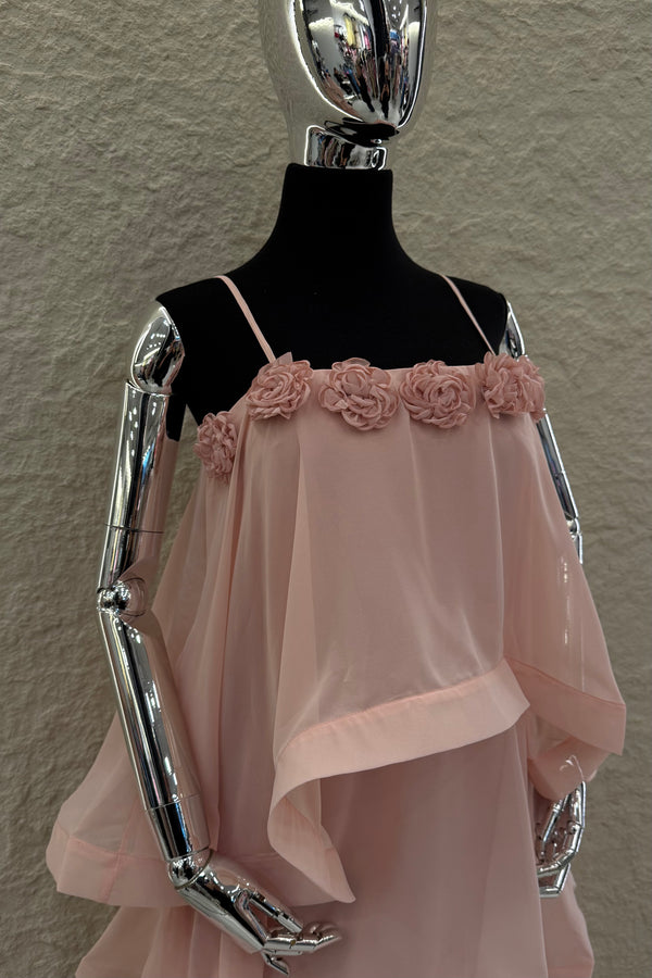 Vestido Largo Olanes Rosa
