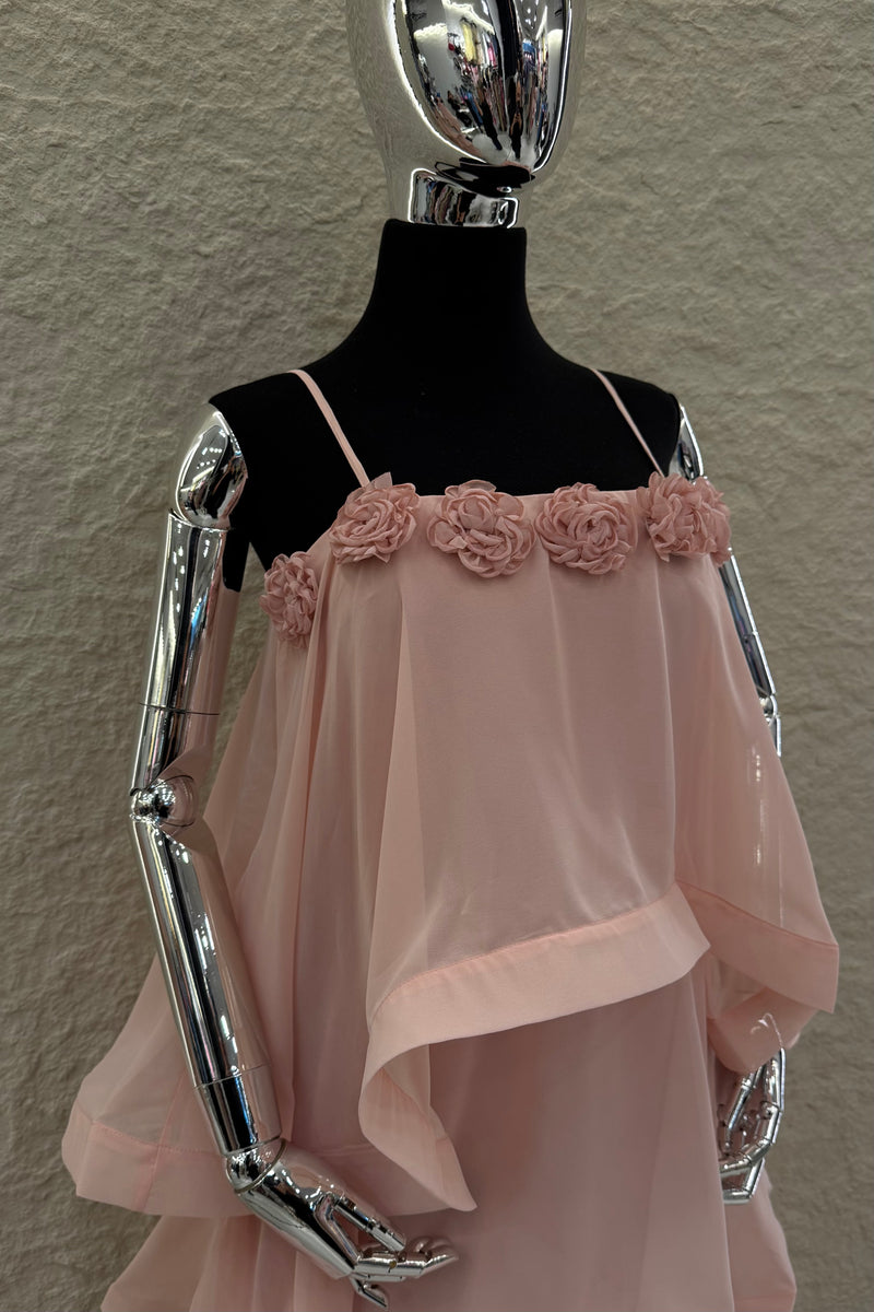 Vestido Largo Olanes Rosa