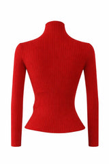 Blusa Cuello Tortuga Tela Punto Roja