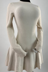 Vestido Sweater Manga Larga Beige