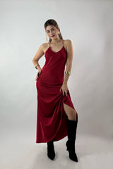 Vestido Satin Largo Rojo