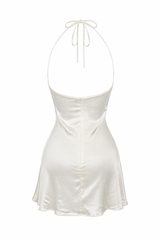 Vestido Satinado Halter Ivory