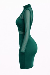 VESTIDO MIDI SATINADO VERDE ESMERALDA
