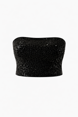 Crop Top Lentejuela Negro