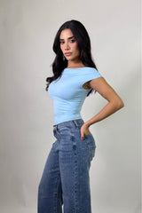 Blusa Asimetrica Ruched Azul