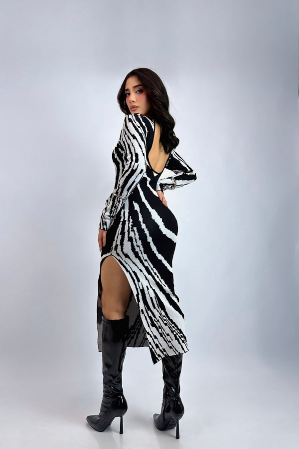 Vestido Midi Zebra Sweater