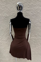 Vestido Strapless Colgante al Frente Chocolate