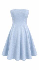 Vestido Strapless Brilloso Azul