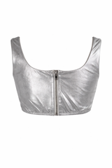 Croptop Plata Con Pedreria Metalico