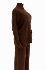 Set Blusa y Pantalon Oversize Tela Sweater Cafe