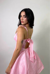 Vestido Corto Volado Rosa