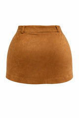 Falda Corta App de Bolsas Velvet Camel
