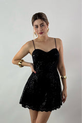 Vestido Corto Lentejuela Negro