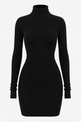 Vestido Ajustado Tela Punto Negro