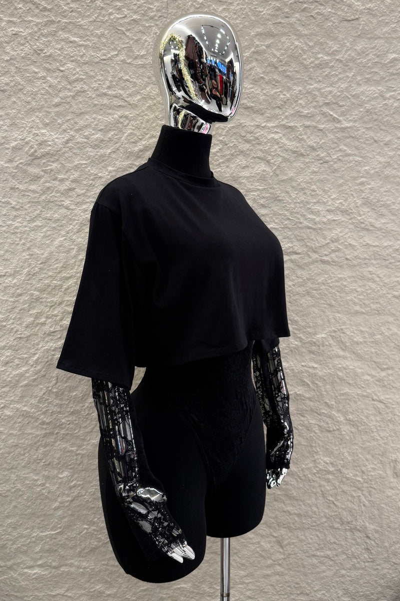 Pantiblusa Tshirt Encaje Negro