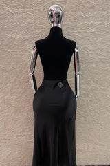 Falda Midi Satinada Negra