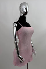 Vestido Corto Perlitas Rosa