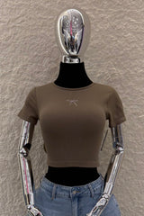 Crop Top App de Moño Rhinestone Cafe