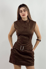 Vestido Corto Velvet Espresso