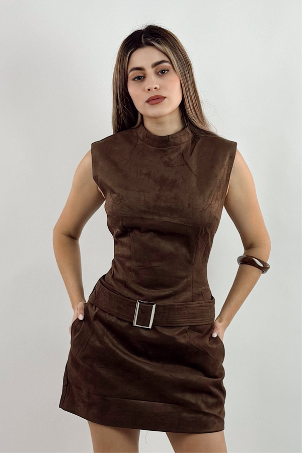 Vestido Corto Velvet Espresso