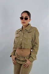 Jacket Rhinestone Kakhi