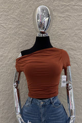 Top Off Shoulder Ruched Chedron