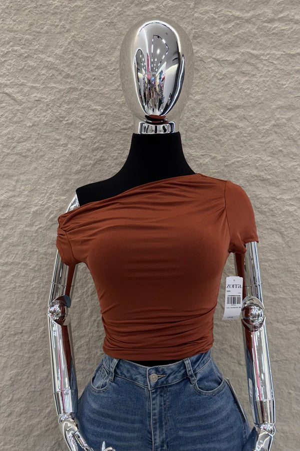 Top Off Shoulder Ruched Chedron