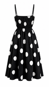 Vestido Midi Polka Negro