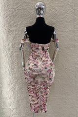 Vestido Midi Corrugado Floreado