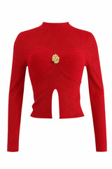 Blusa Manga Larga App Dorada Rojo