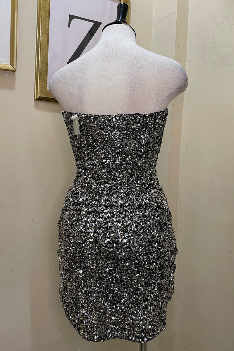 Vestido Strapple Lentejuela Silver