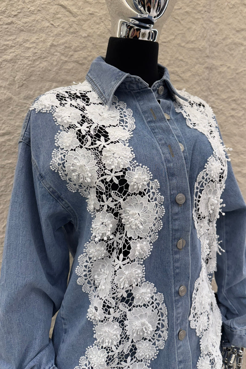 Camisa de Encaje Manga Larga
