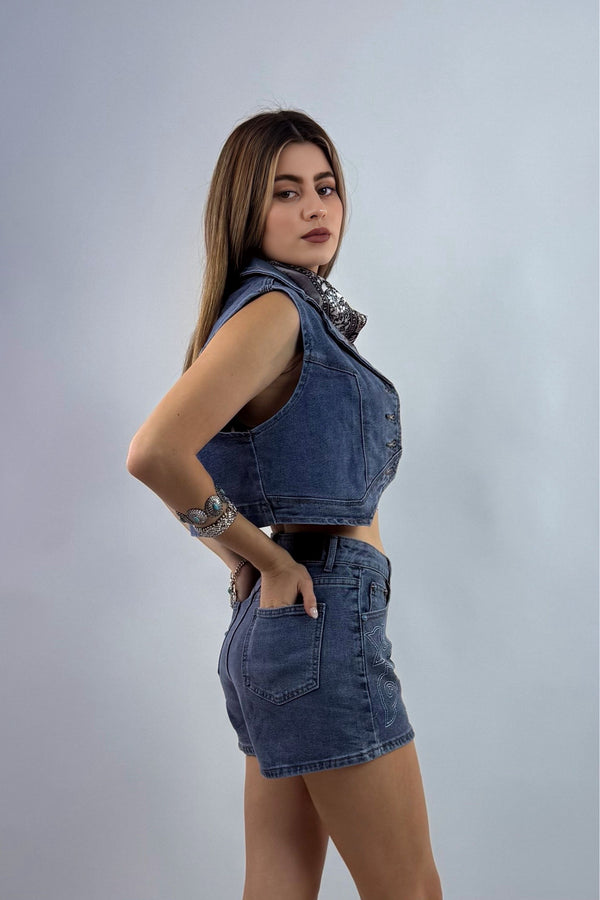 Chaleco Botones Turquoise Denim