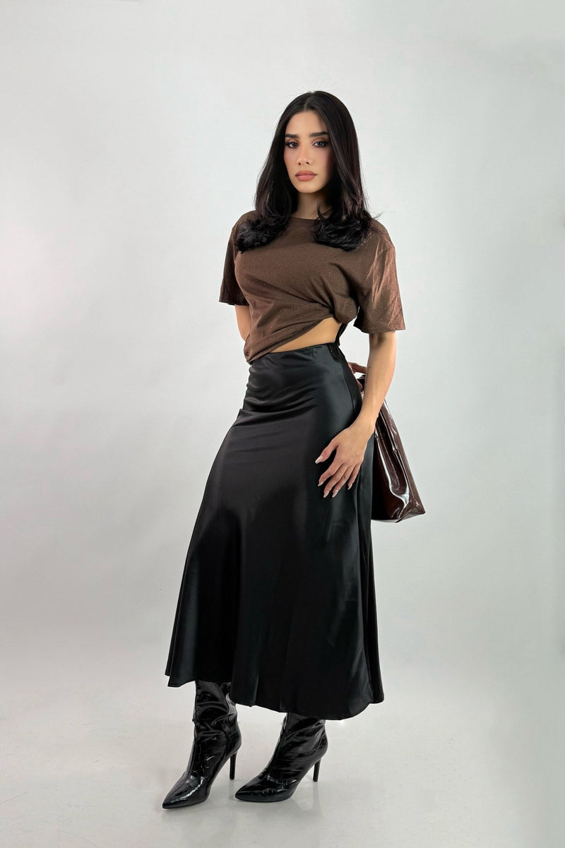 Crop Tshirt Rhinestone Cafe