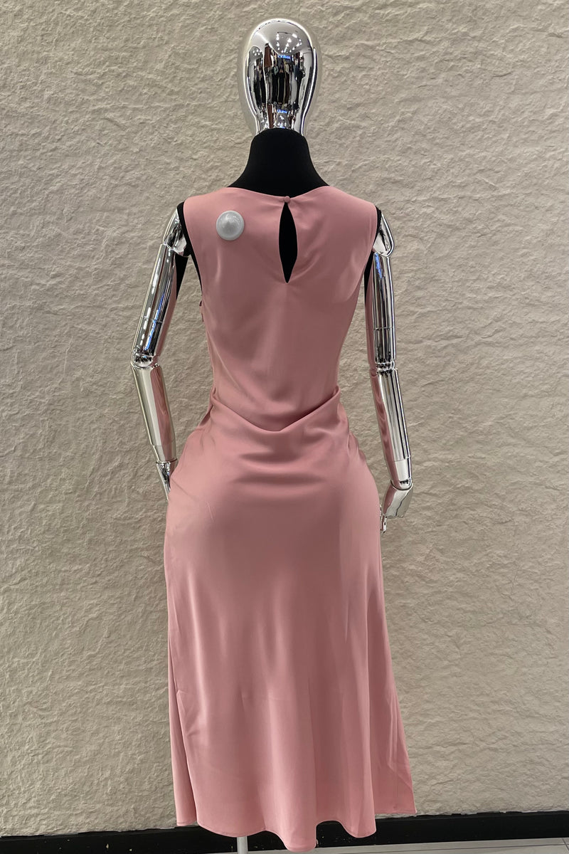 Vestido Midi Satin Rosa