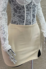 Mini Falda Abertura al Frente Beige