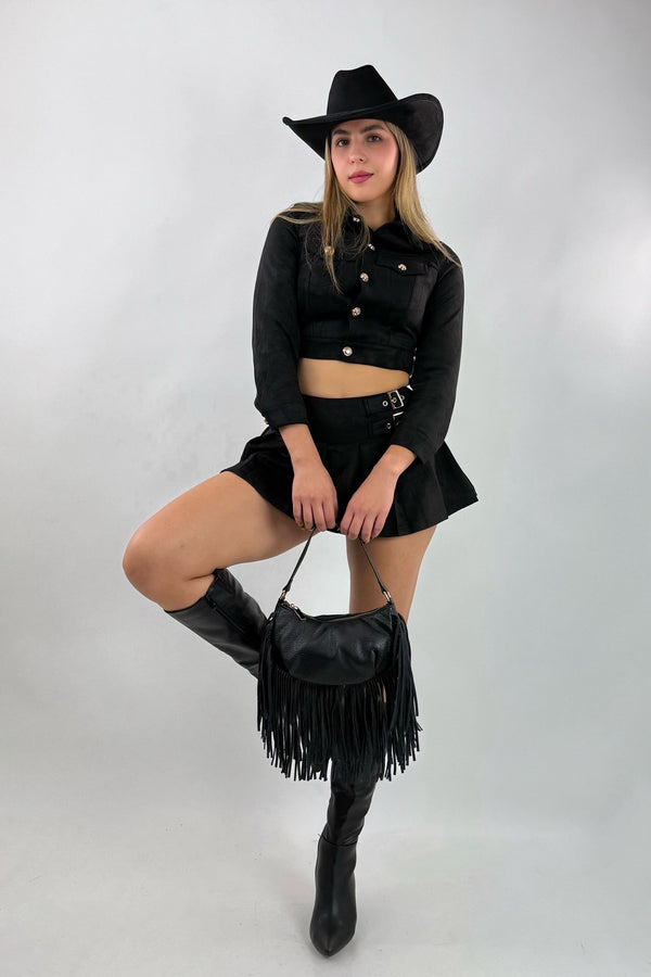 Jacket Corta Velvet Negra