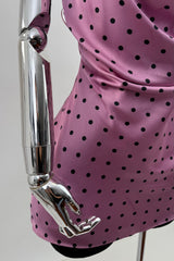 Vestido Satinado Polka Dots Rosa