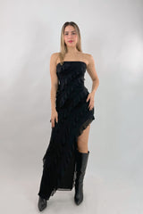 Vestido Strapless Largo Negro