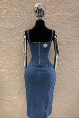 Vestido Midi Con Abertura Denim