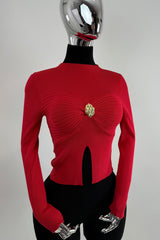 Blusa Manga Larga App Dorada Rojo