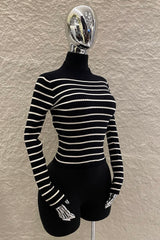 Blusa Manga Larga a Rayas Negra