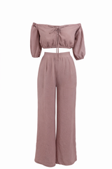 Set de Pantalon Off Shoulder Rosa